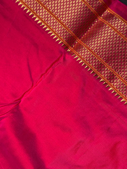 Pinkish Red Kalanjali Pure Silk Paithani Saree