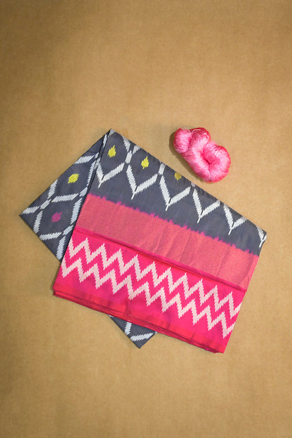 Ikkat Patola Tie And Dye Weave With Pink Contrast