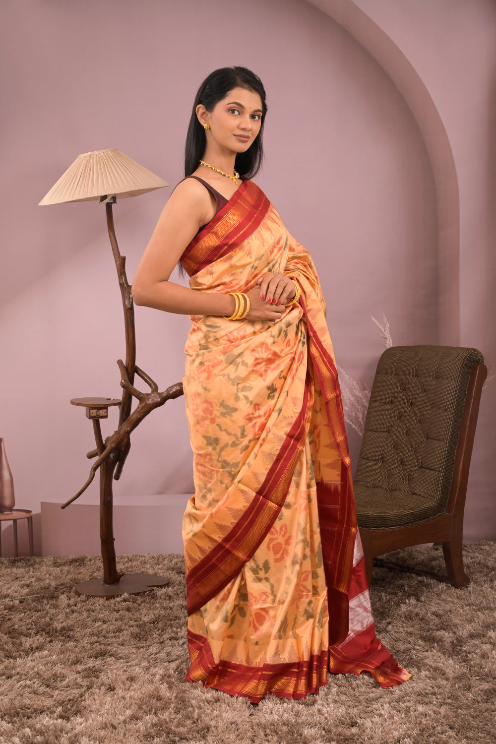 Kolhapuri Ilkal Woven Tie and Dye Ikkat