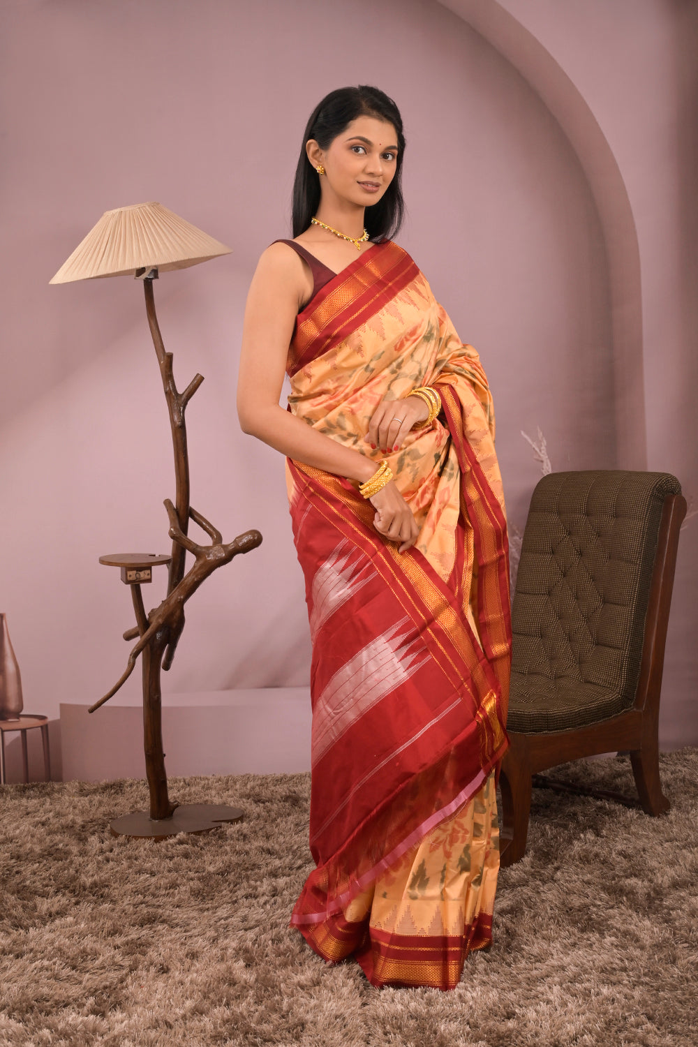 Kolhapuri Ilkal Woven Tie and Dye Ikkat