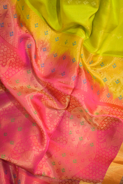Soft Silk Woven Motifs With Jari Elephant Border