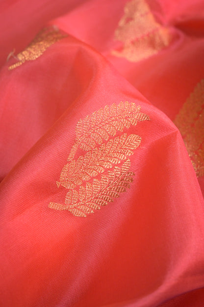 Soft Silk Borderless With Triple Leaves Motifs