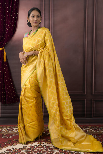 Banarasi Woven All Over Jaal With Triangular Motifs