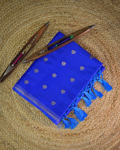 Royal blue Semi Silk Gajji Silk