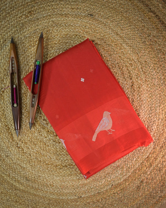Orange Kora Silk Saree