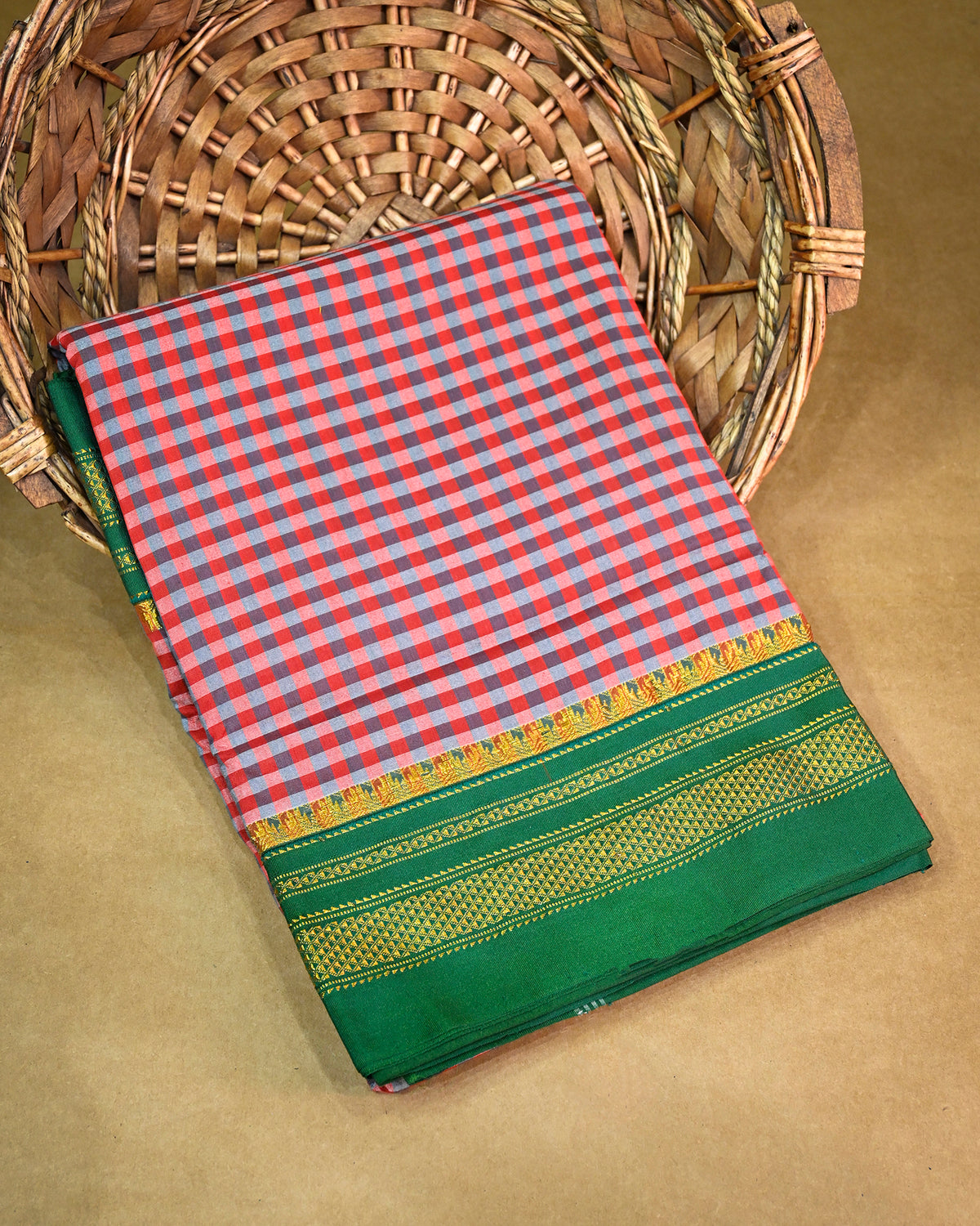 Rani Illkal Cotton Saree with Tam Tam Checks