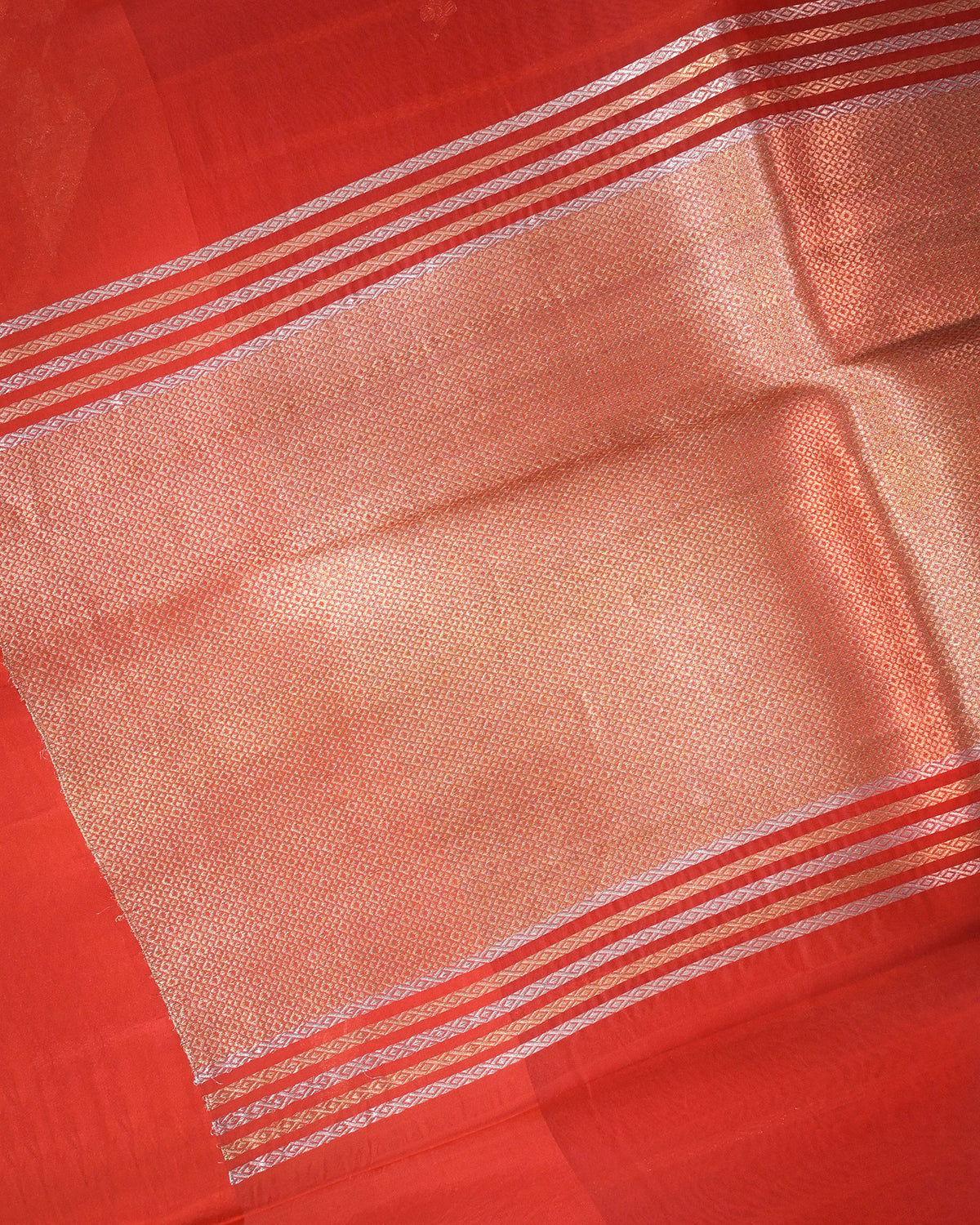 Orange Kora Silk Saree