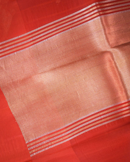 Orange Kora Silk Saree