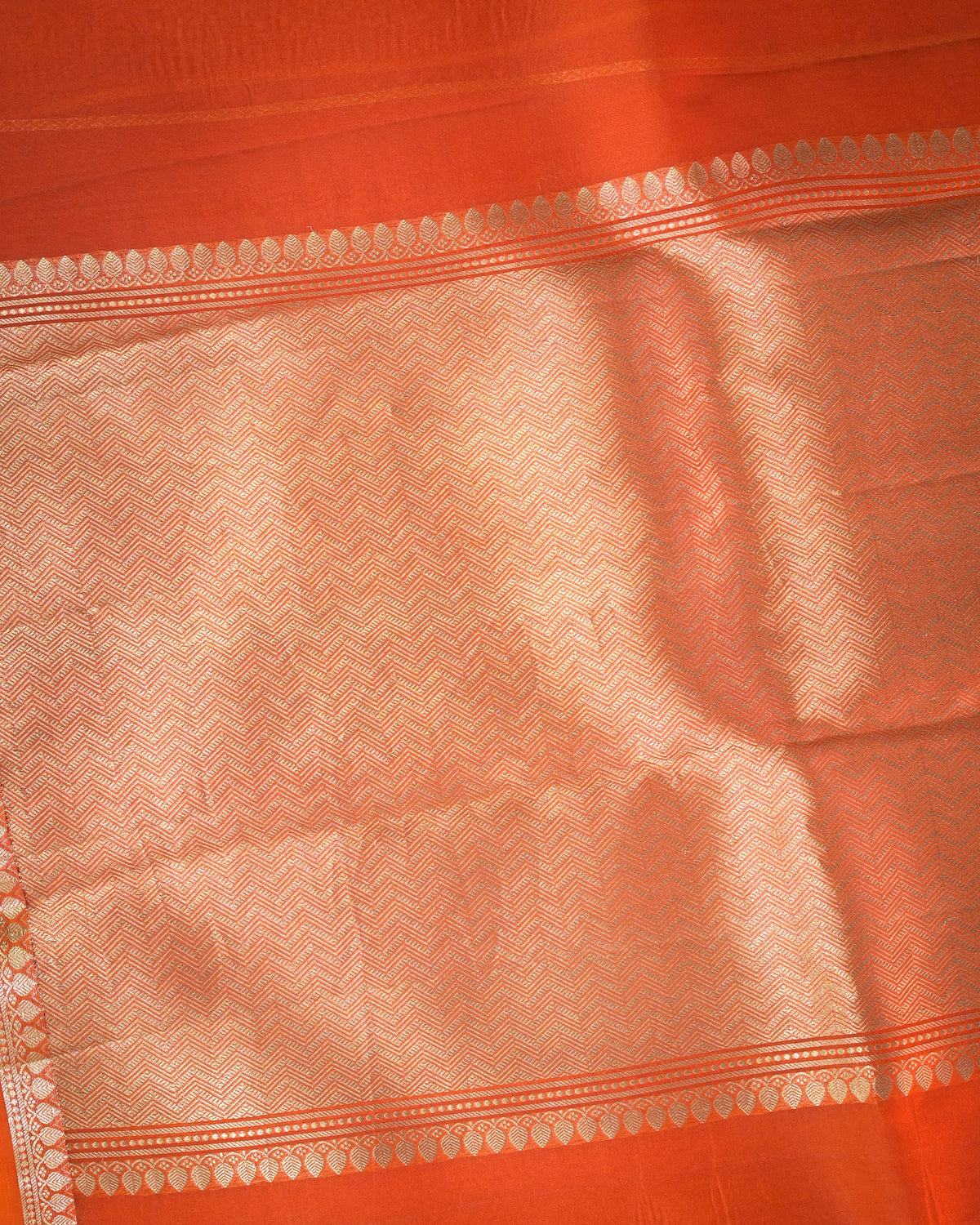 Orange Pure Banarasi Kora Silk Saree with Chunri Buttis