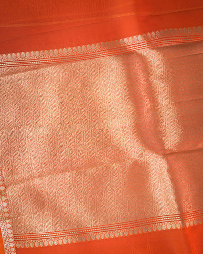Orange Pure Banarasi Kora Silk Saree with Chunri Buttis