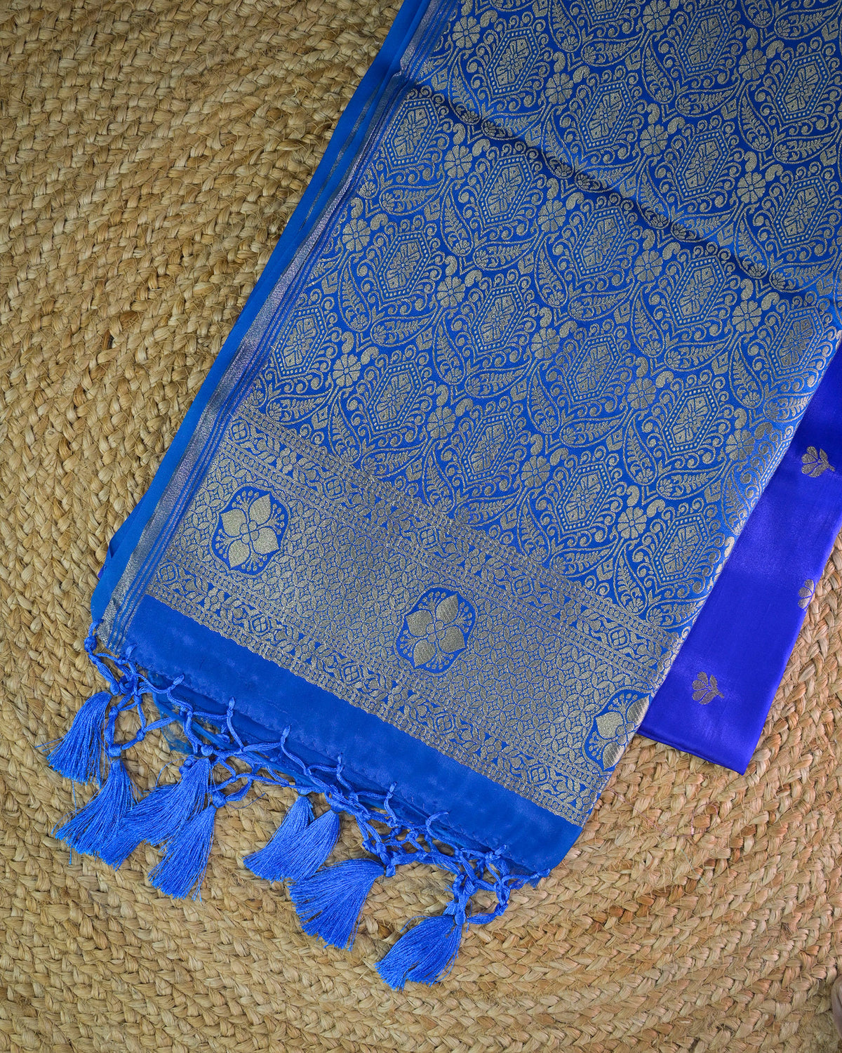 Royal blue Semi Silk Gajji Silk