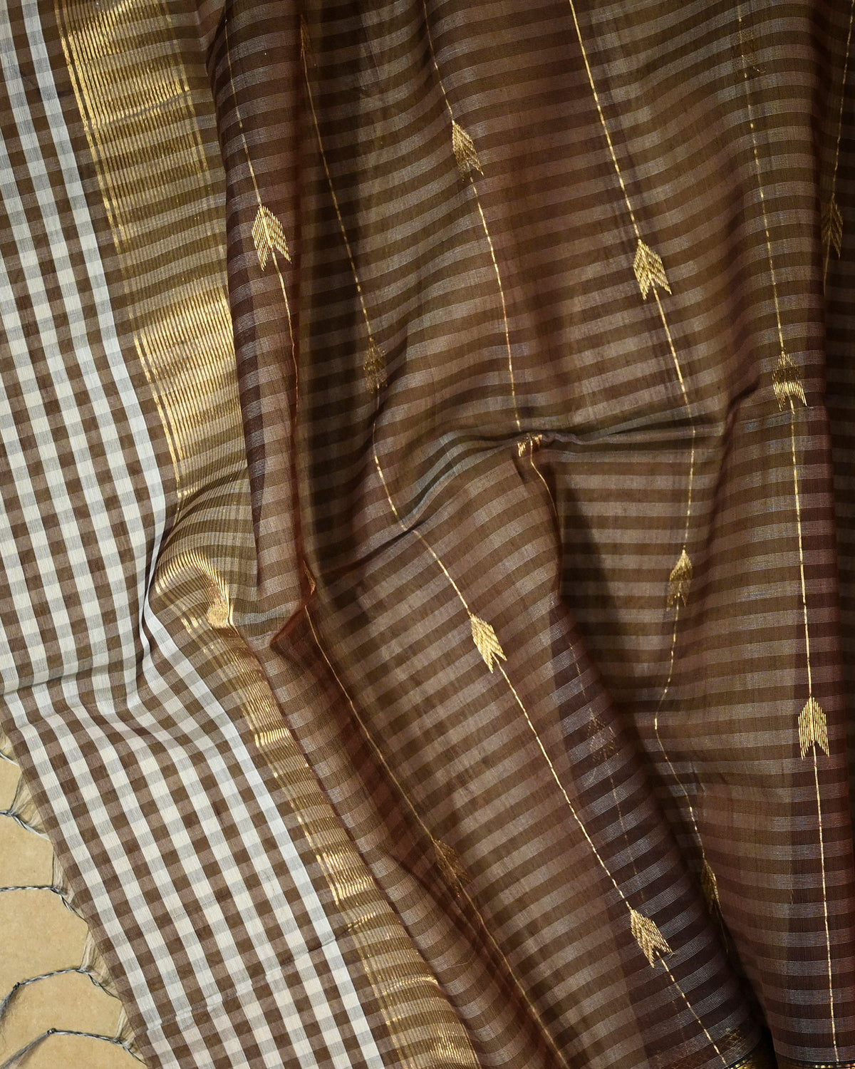 Maroon Maheshwari Silk Saree