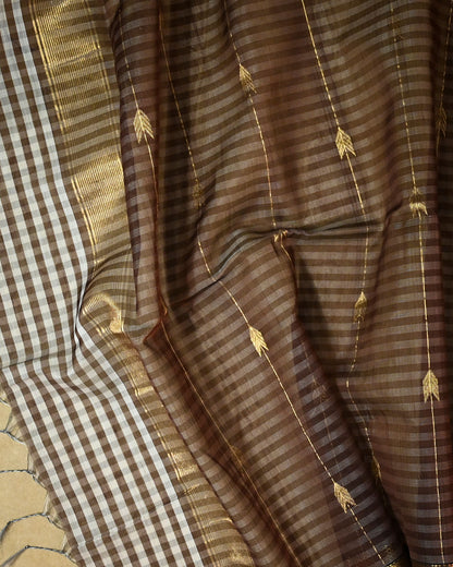 Maroon Maheshwari Silk Saree