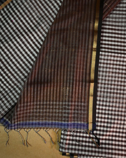 Maroon Maheshwari Silk Saree