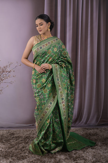 Banarasi Patola Geometrical Ikkat Tie And Dye