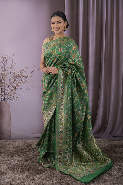 Banarasi Patola Geometrical Ikkat Tie And Dye