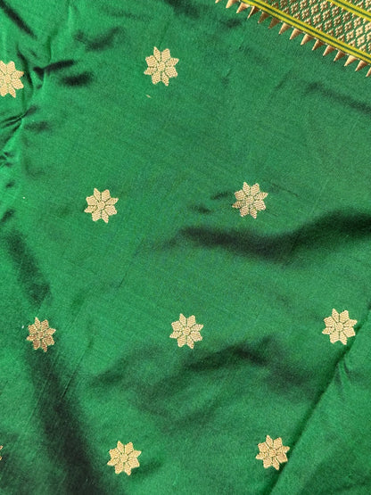 Bottle Green Kalanjali Pure Silk Paithani Saree