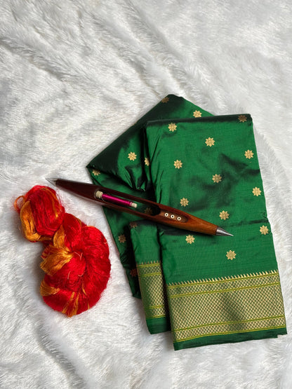 Bottle Green Kalanjali Pure Silk Paithani Saree