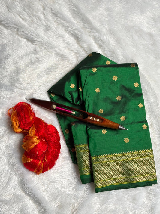 Bottle Green Kalanjali Pure Silk Paithani Saree