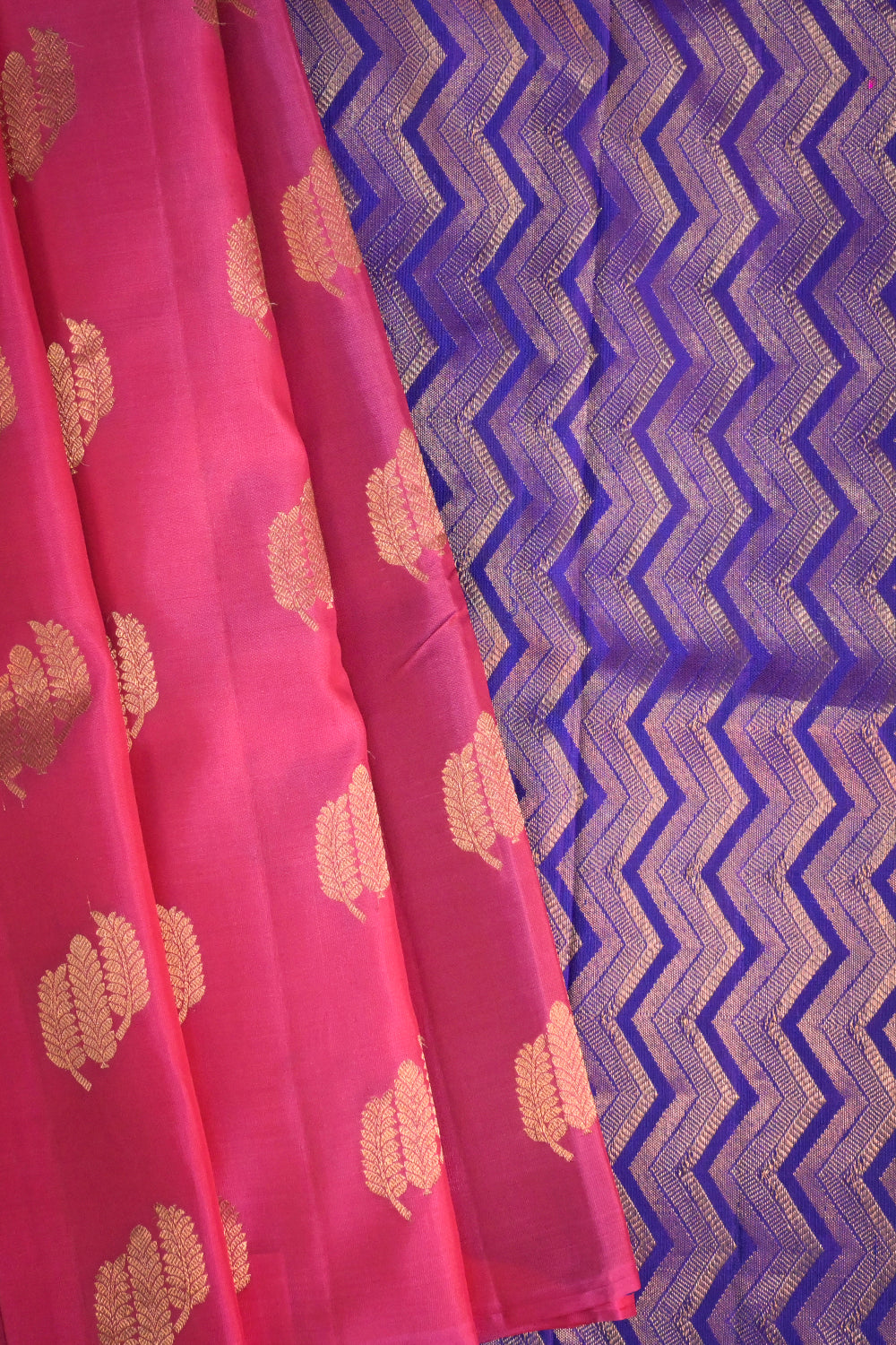 Soft Silk Borderless With Triple Leaves Motifs