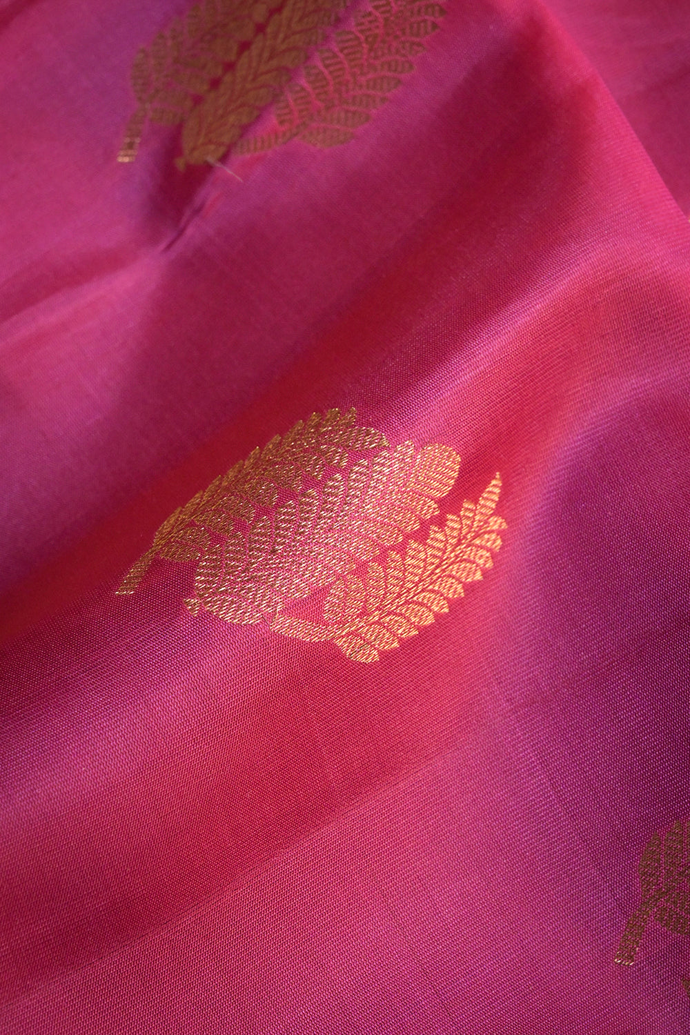 Soft Silk Borderless With Triple Leaves Motifs