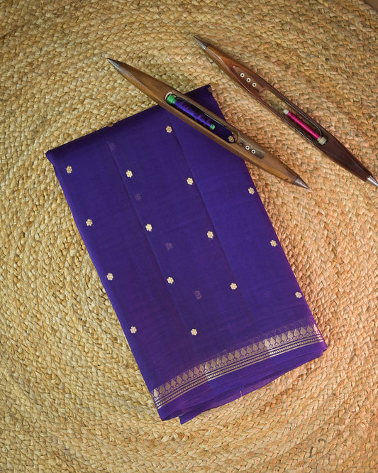 Purple Pure Banarasi Kora Silk Saree with Chunri Buttis