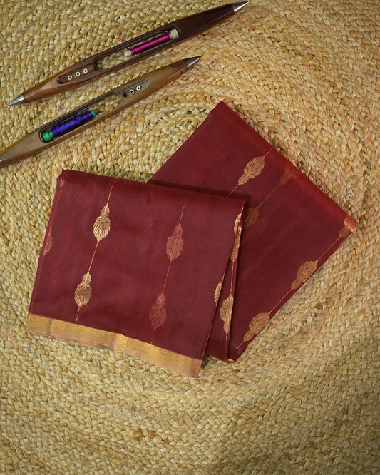 Maroon Silk Chanderi Saree with Handloom Lining Chanderi