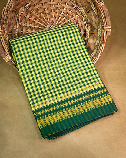 Green Illkal Cotton Saree with Tam Tam Checks