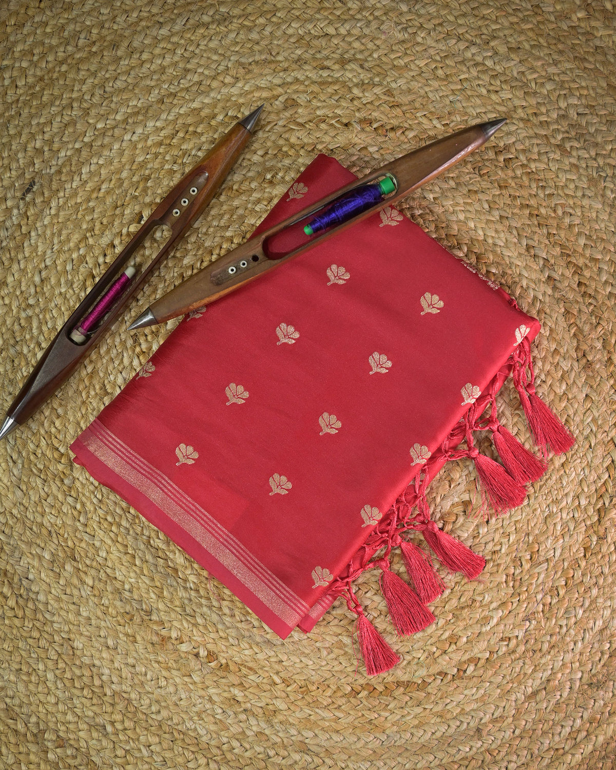 Red Semi Silk Gajji Silk