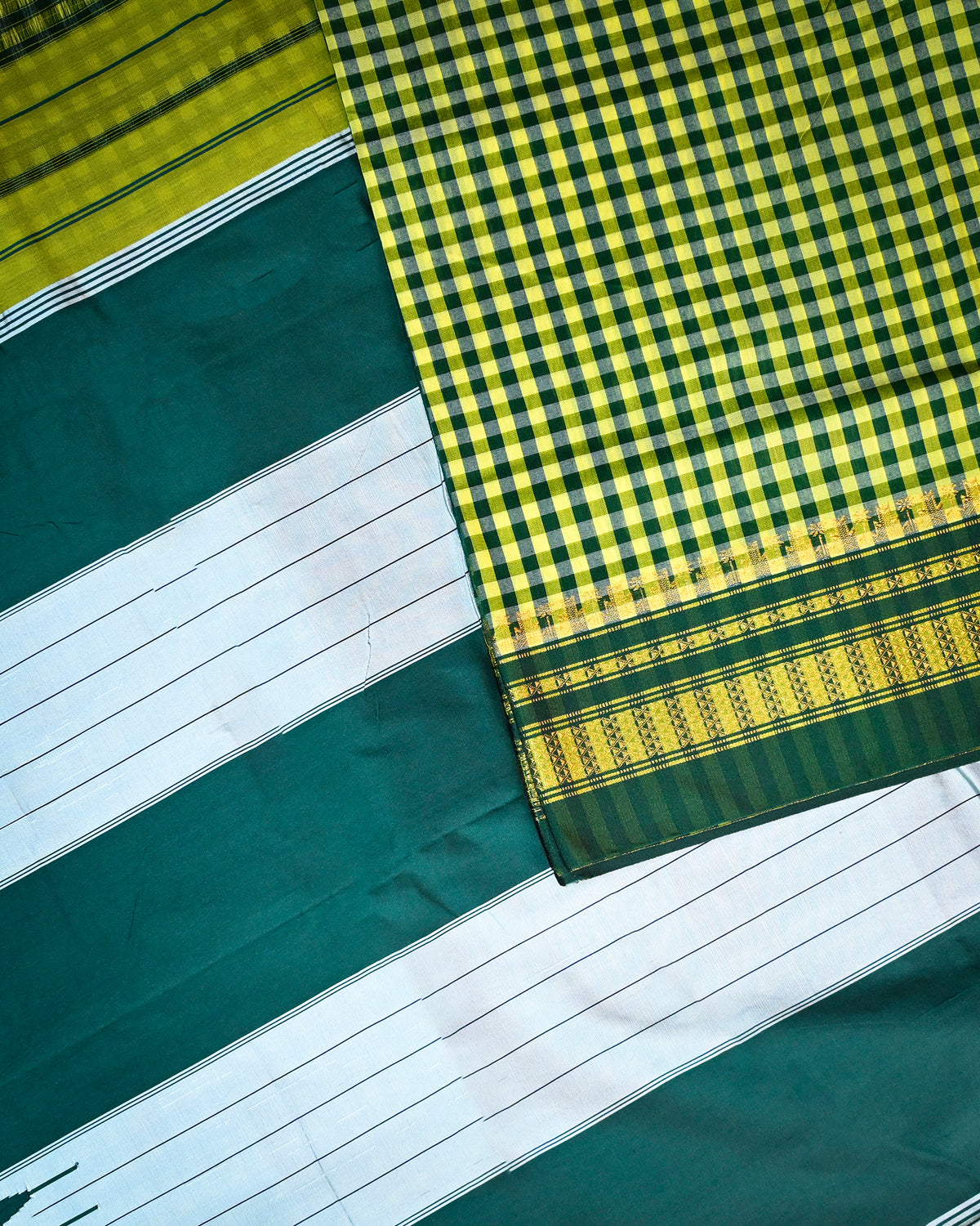 Green Illkal Cotton Saree with Tam Tam Checks