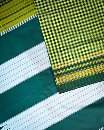Green Illkal Cotton Saree with Tam Tam Checks