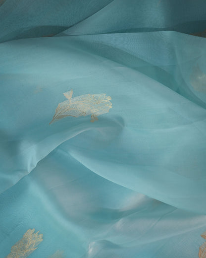 Pastel Blue Kora Silk Saree