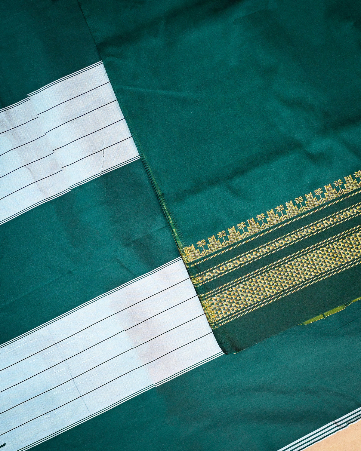 Green Illkal Cotton Saree with Tam Tam Checks