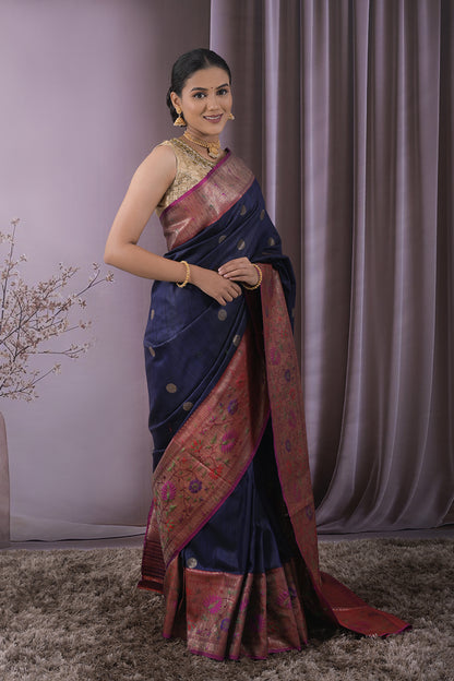 Banarasi Circular Round Motifs With Antique Jari