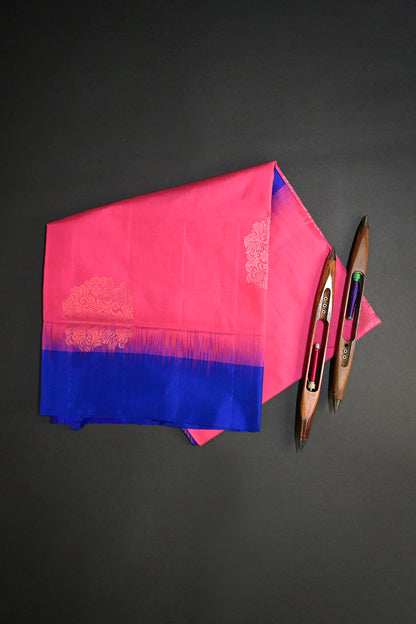 Soft Silk Plain Contrast Satin Border With Jari Motifs