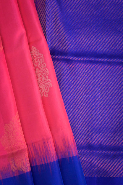 Soft Silk Plain Contrast Satin Border With Jari Motifs