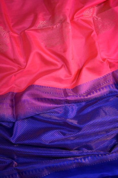 Soft Silk Plain Contrast Satin Border With Jari Motifs