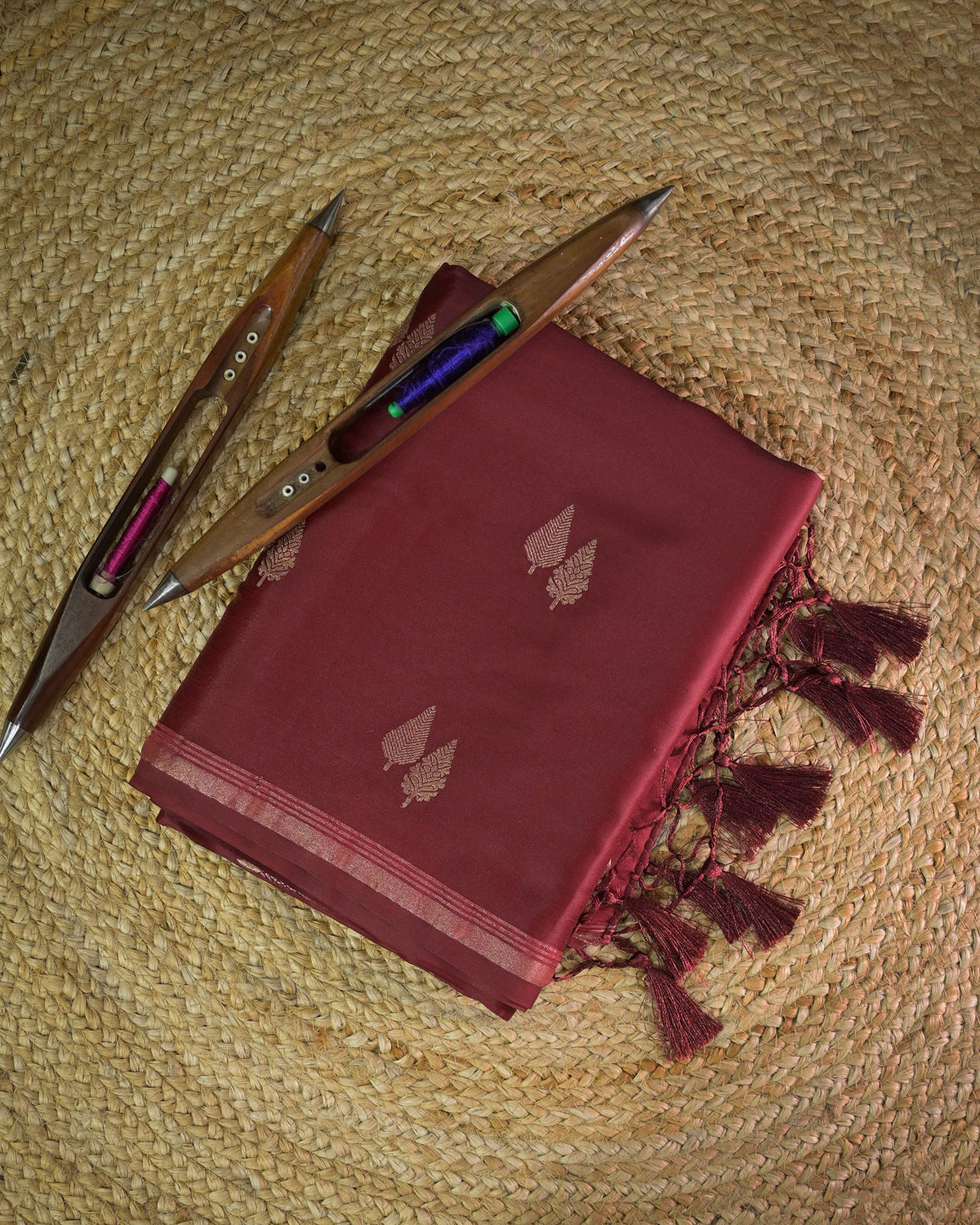 Maroon Semi Silk Gajji Silk