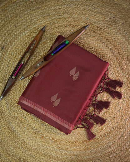 Maroon Semi Silk Gajji Silk