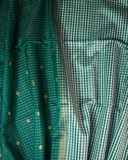 Peacock green Maheshwari Silk Saree