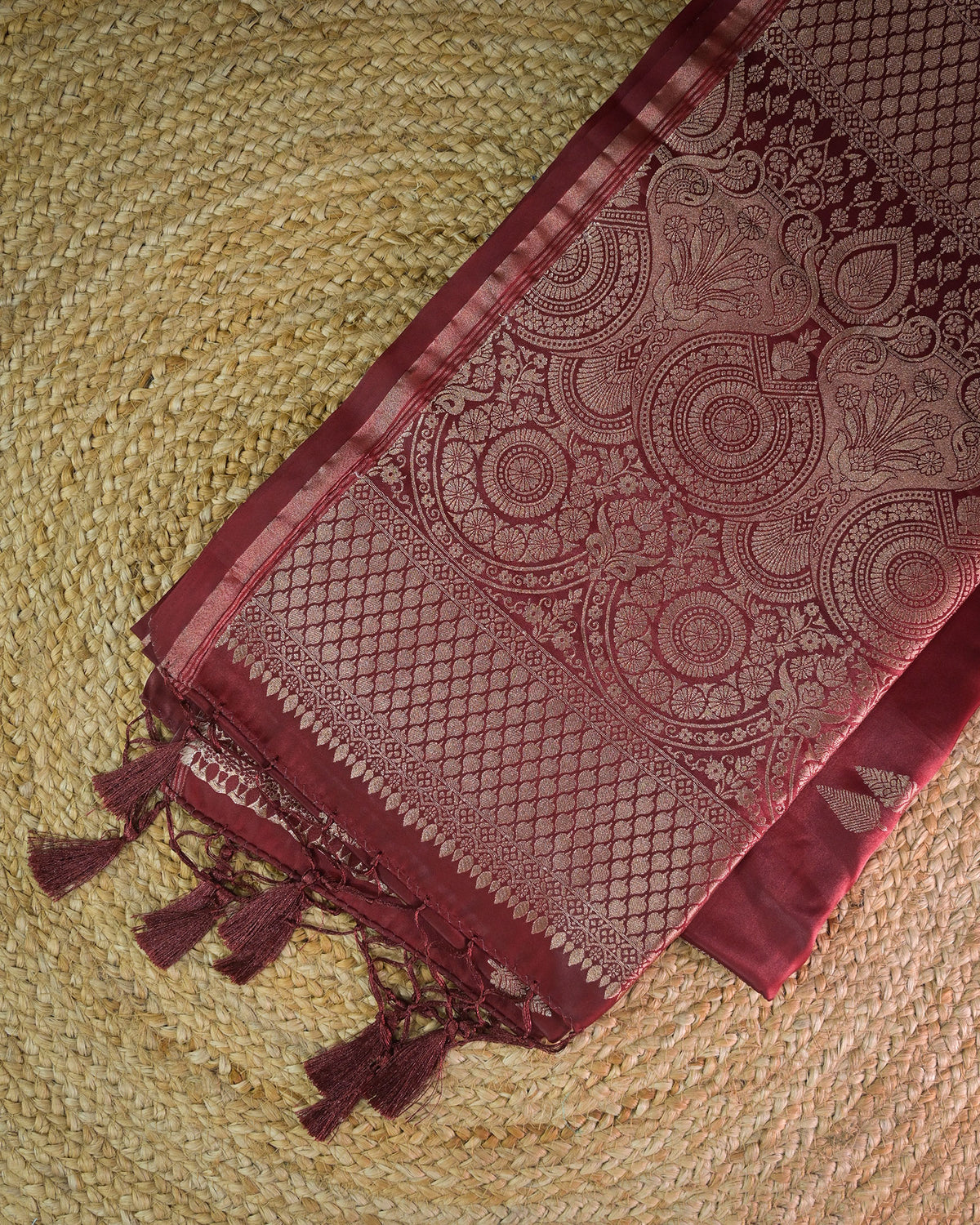 Maroon Semi Silk Gajji Silk