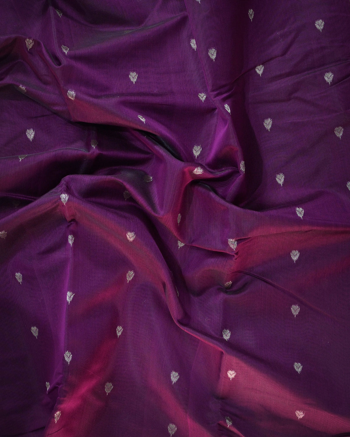 Purple Chanderi Cotton Saree with Woven Buttis & Piping Border