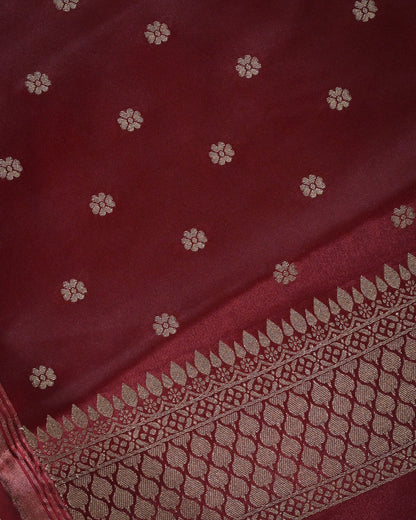 Maroon Semi Silk Gajji Silk