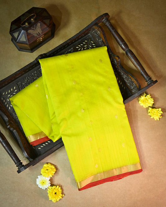 Orange Yellow Chanderi Silk Saree -Elegant Tradition