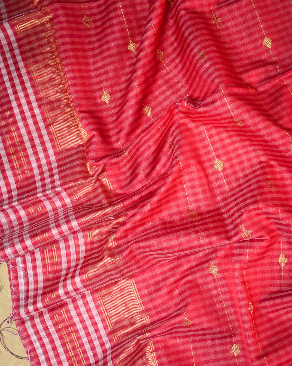 Peach pink Maheshwari Silk Saree