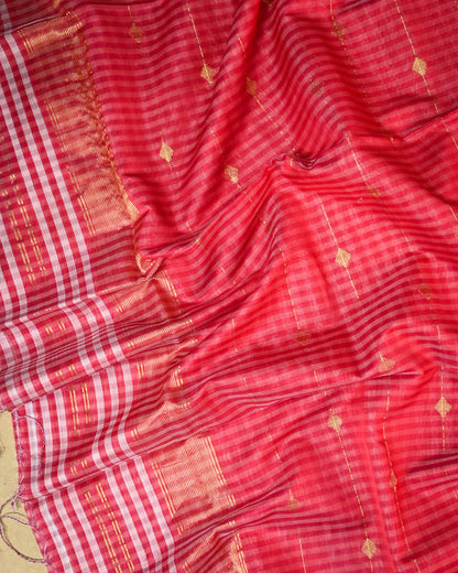 Peach pink Maheshwari Silk Saree