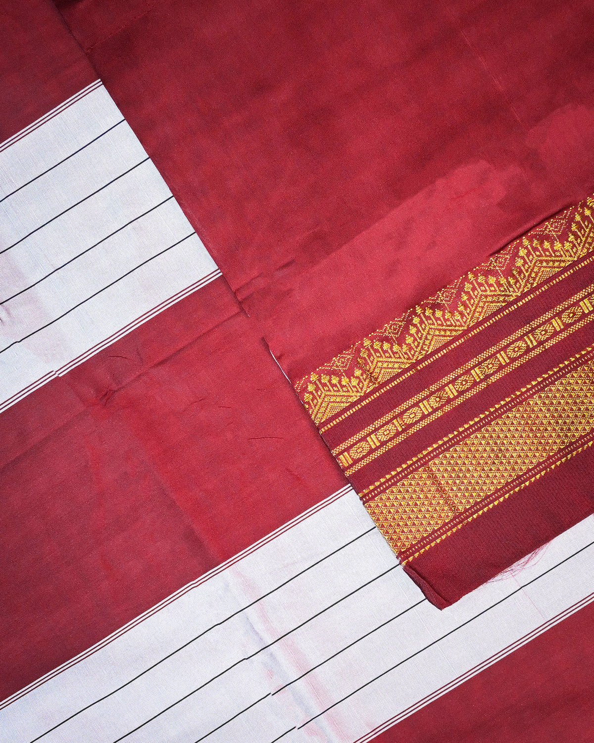 Red Illkal Cotton Saree with Tam Tam Checks