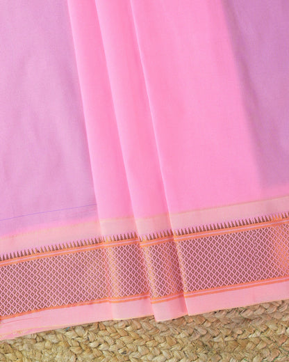 Bottle Green Semi Paithani Silk Saree with Peach Contrast & Woven Chunri Buttis