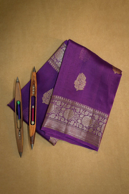 Organza Woven Antique Jari Motifs With Self Matching