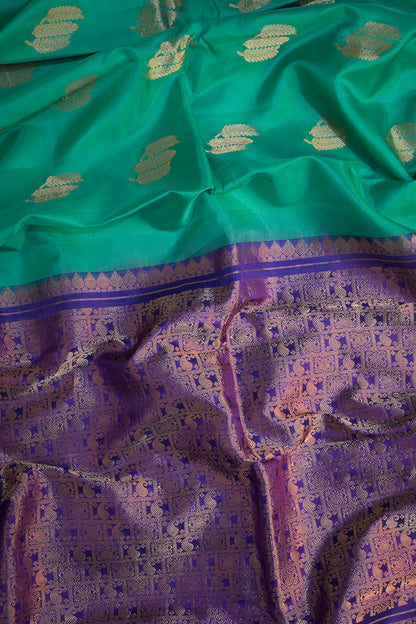 Soft Silk Borderless With Triple Leaves Motifs